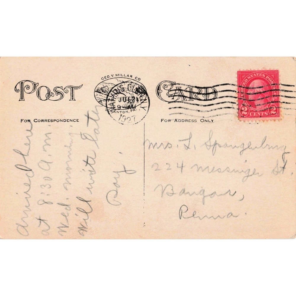 Vintage 1927 Railroad Bridge Watkins Glen NY Postcard Geo V Millar Co 1815 - Picture 2 of 2
